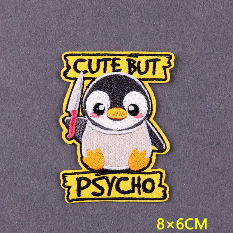 Parche bordado lindo pero psicótico, parches para planchar en ropa, parches divertidos de rayas de animales para insignias de ropa en decoración de mochila - imagen 5