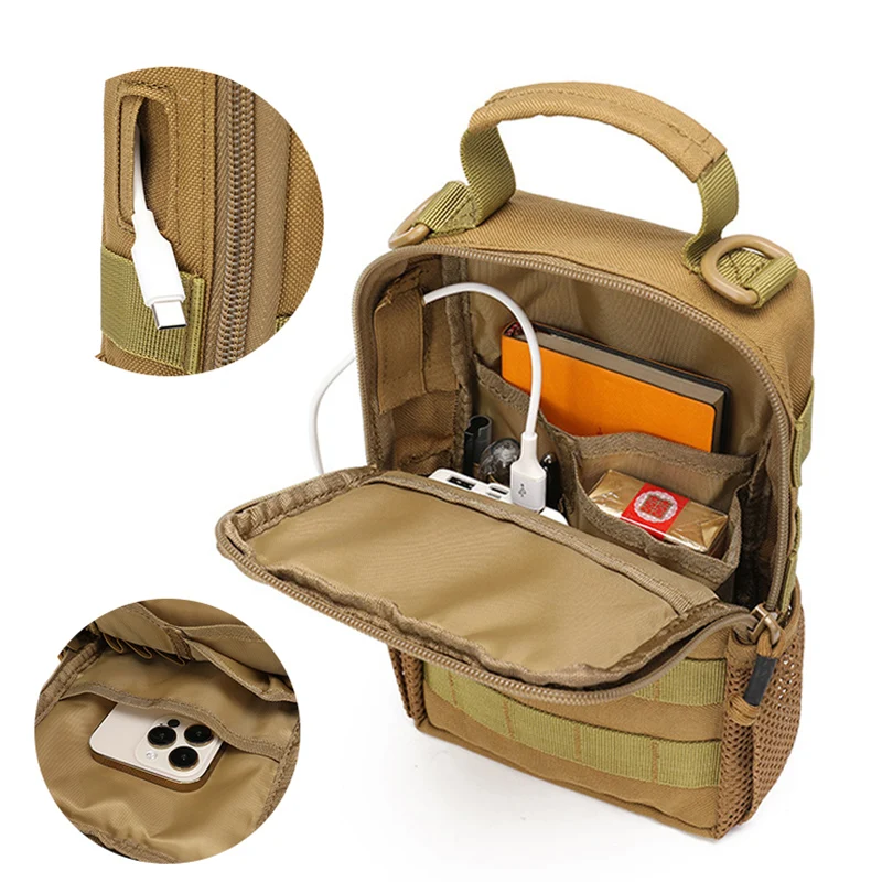 Bolsa de ciclismo frontal para hombre, riñonera táctica militar Molle para senderismo, escalada, Camping, viajes al aire libre, hombro cruzado - imagen 2