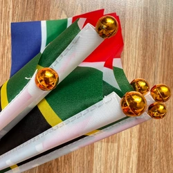 Bandera de Sudáfrica de mano ondulada con asta de plástico