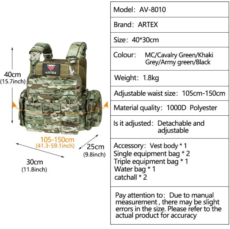 Chaleco táctico con triple bolsa para revistas portador de placa 6094K, caza, accesorios de combate Airsoft - imagen 5