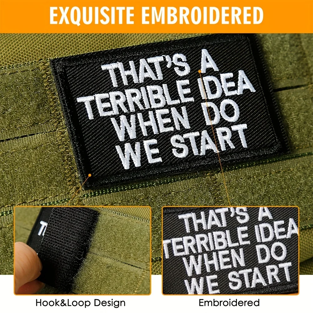 Parches Velcro Mochila TáCticos De Bordados "Una idea terrible" Funny Meme Velcros Patch Cierre de gancho y bucle - Insignia de moral militar bordada táctica para mochila Molle - imagen 4
