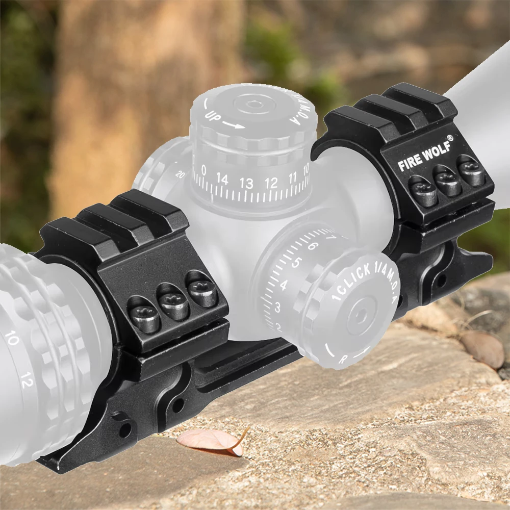 Anillo de montaje de alcance de aluminio Fire Wolf, 25,4mm, 30mm, con traje de nivel de burbuja de espíritu, riel Picatinny de 11mm y 20mm para caza - imagen 2