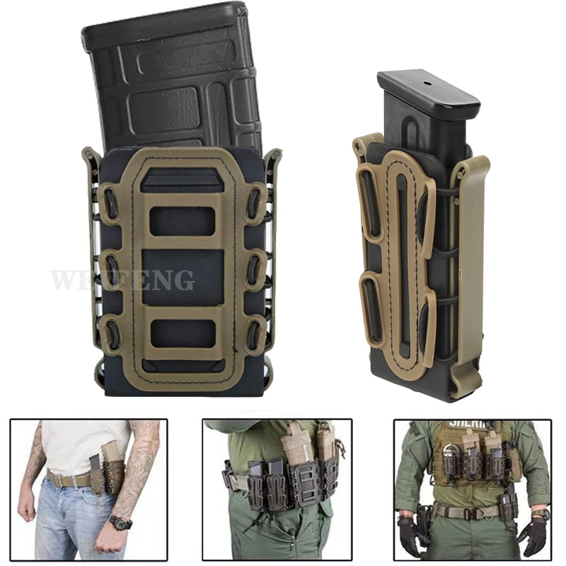 2 unids/set Molle revista bolsa 5,56 7,62 9mm Mag funda Rifle pistola Magaizne estuche protector para AR15 M4 AK Glock 17 M9 Universal - imagen 5
