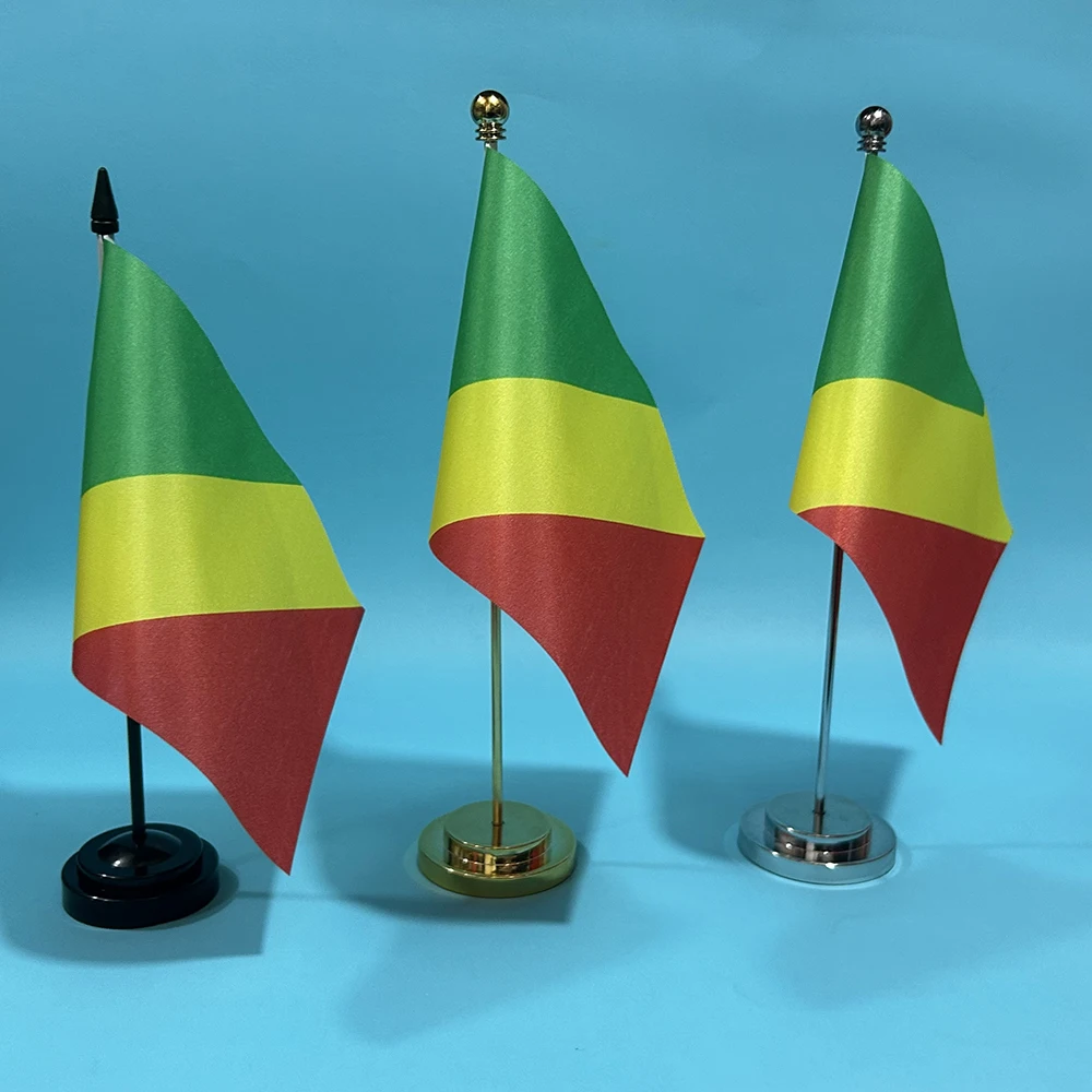 Bandera de escritorio de oficina bandera de la República del Congo 14x21cm poliéster bandera nacional de la República del Congo adornos de escritorio banderas - imagen 2