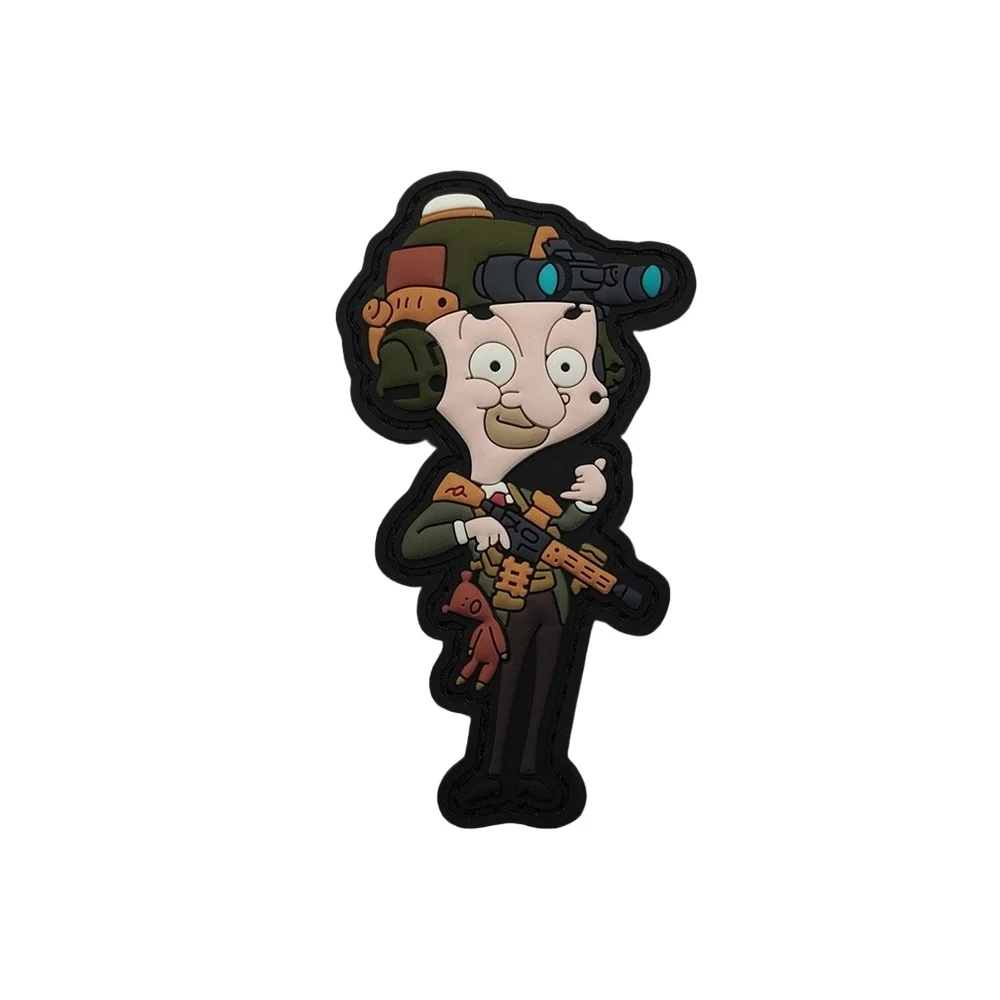 Parche divertido de frijol de soldado, insignia táctica de moral de Velcros, pegatina de cierre de gancho bordada para mochila Molle, gorra vaquera