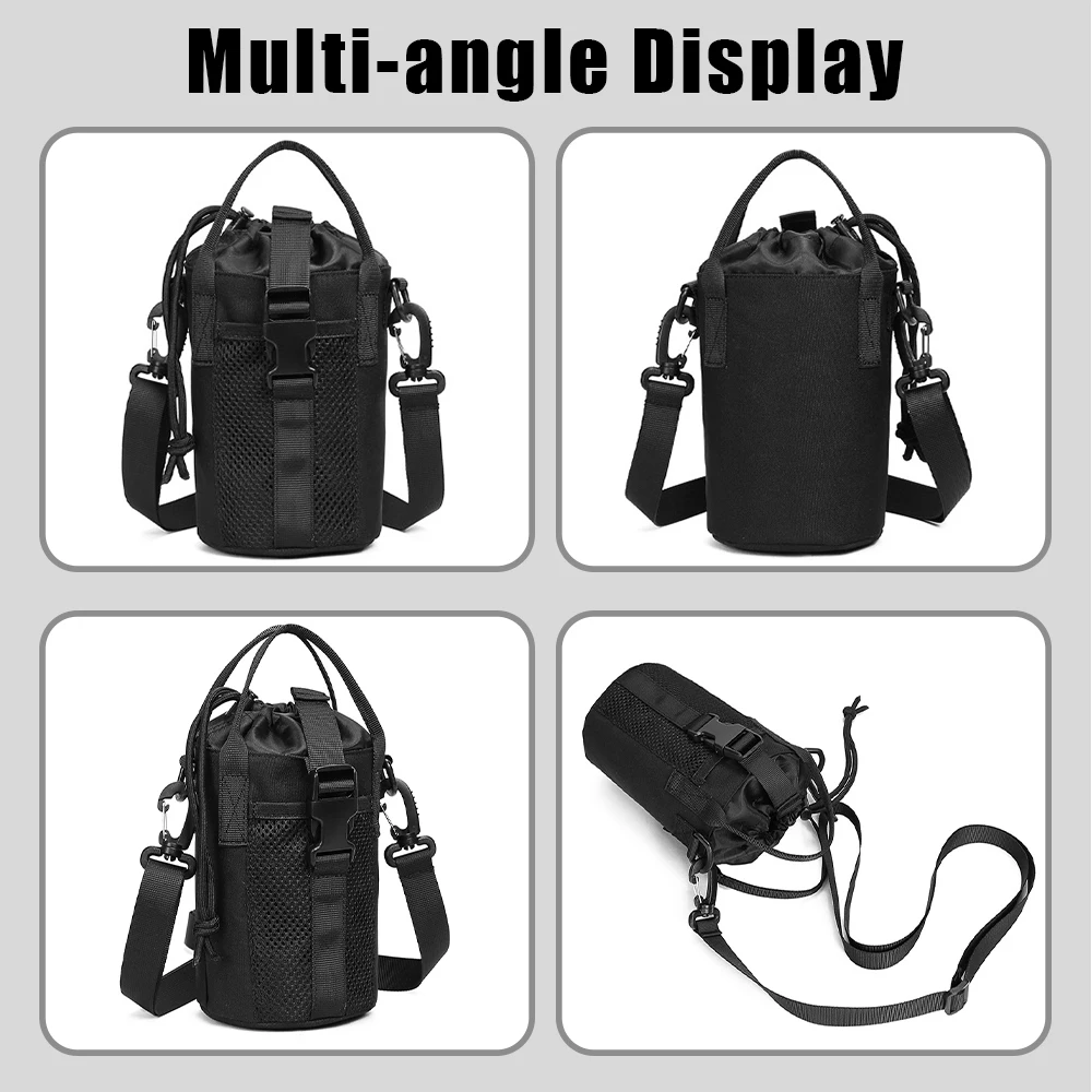 Bolsa táctica para botella de agua, bolso cruzado, bolsa de transporte portátil para botella de agua, soporte para botella, bolsa de almacenamiento para hervidor con correa para el hombro - imagen 4