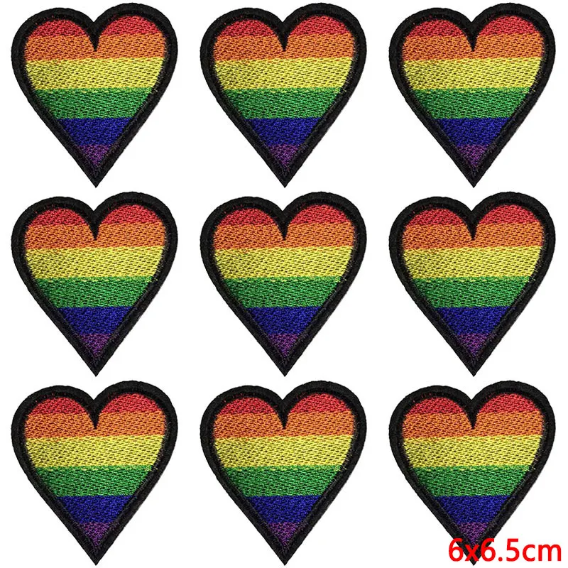 Parche bordado de dibujos animados para planchar, parches termoadhesivos para ropa, arcoíris, 10 insignias de lazo - imagen 4