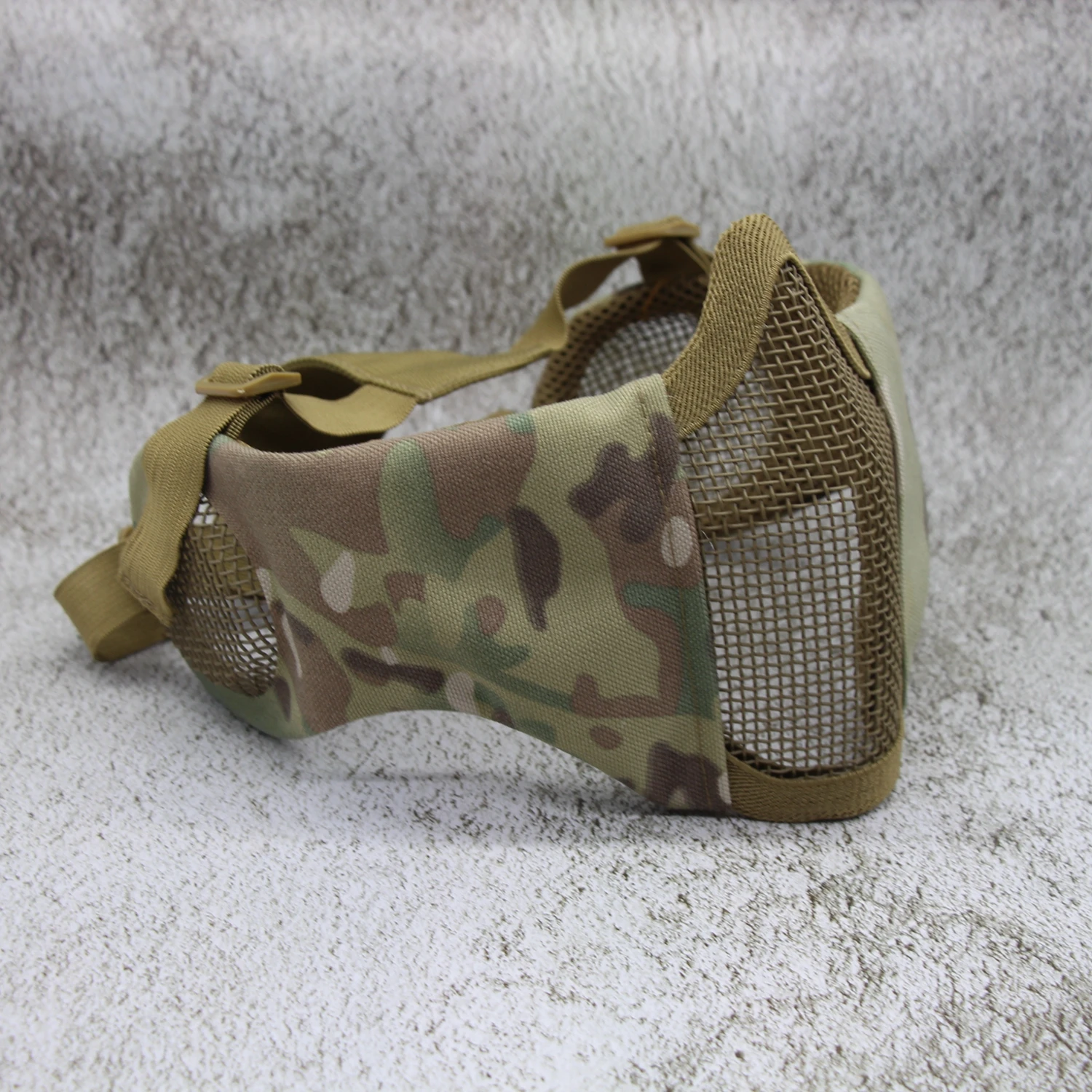 Mascarilla de media cara plegable de 6 ", máscara de malla Airsoft con protección para los oídos, Máscara protectora de cara inferior táctica militar para Paintball - imagen 2