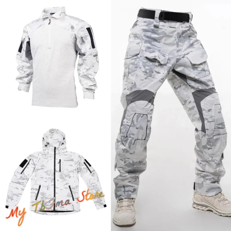 MCAP Chaqueta blanca transpirable de camuflaje de nieve/traje de rana, Top táctico, camisa fina de primavera y otoño/pantalones de entrenamiento táctico G3 - imagen 2