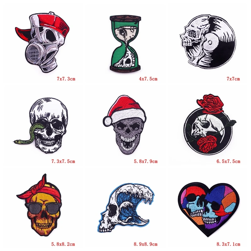 Parches termoadesivos calavera rosa estilo punk táctico - imagen 5