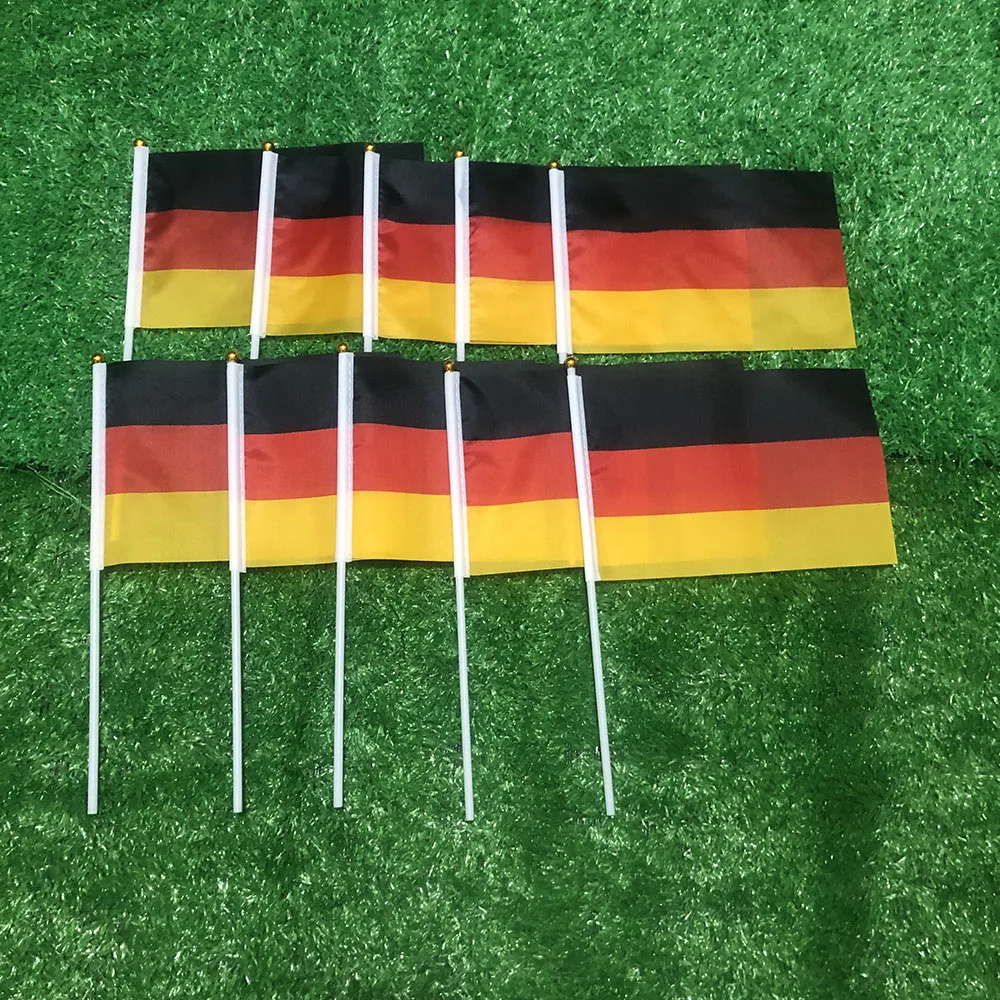 BANDERA SKY 14x21cm poliéster GER Alemania bandera ondulada a mano 10/20/50/100 Uds con poste de plástico para decoración - imagen 5