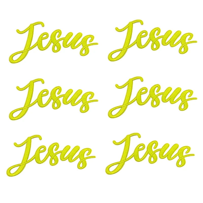 10 Uds. Parches bordados de Jesús Dios para ropa fe cree parche con letras en inglés parches para planchar para ropa chaquetas sombreros DIY - imagen 5