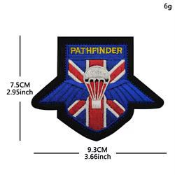 Pathfinder de paracaidista del Reino Unido, pegatina de tela bordada, parches bordados de bandera británica para ropa, parche para ropa, gancho y bucle