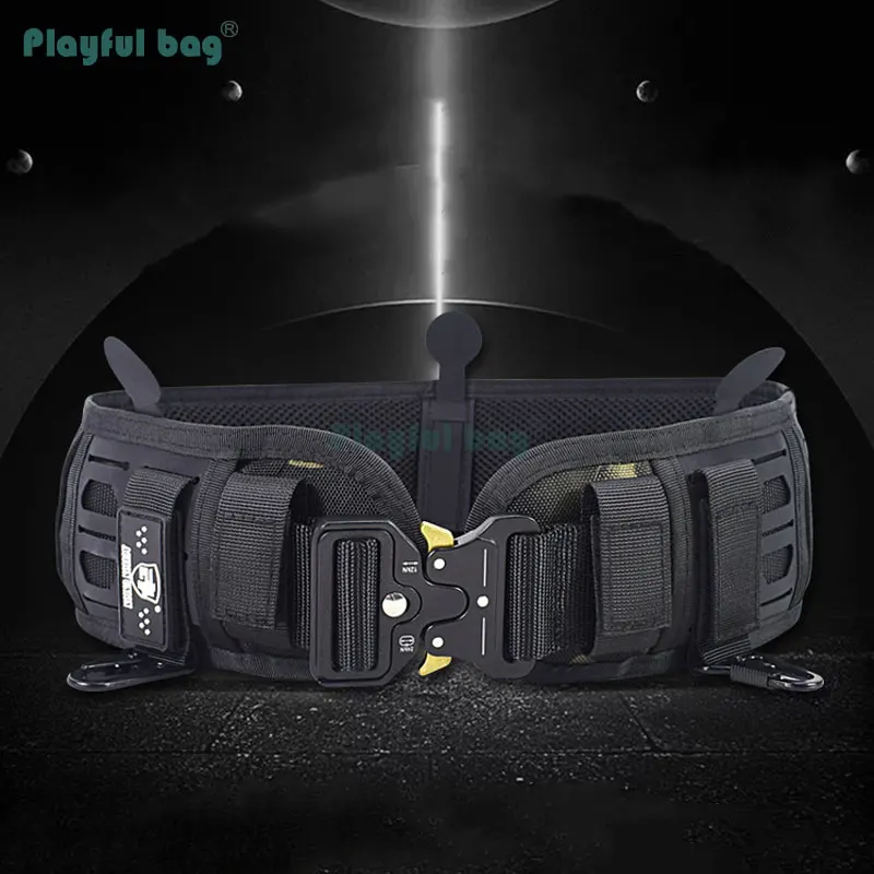 Cinturilla táctica para hombre, cinturón Molle multifuncional de corte láser, ajustable, de alta calidad, equipo de caza para entrenamiento al aire libre, AQB156 - imagen 5