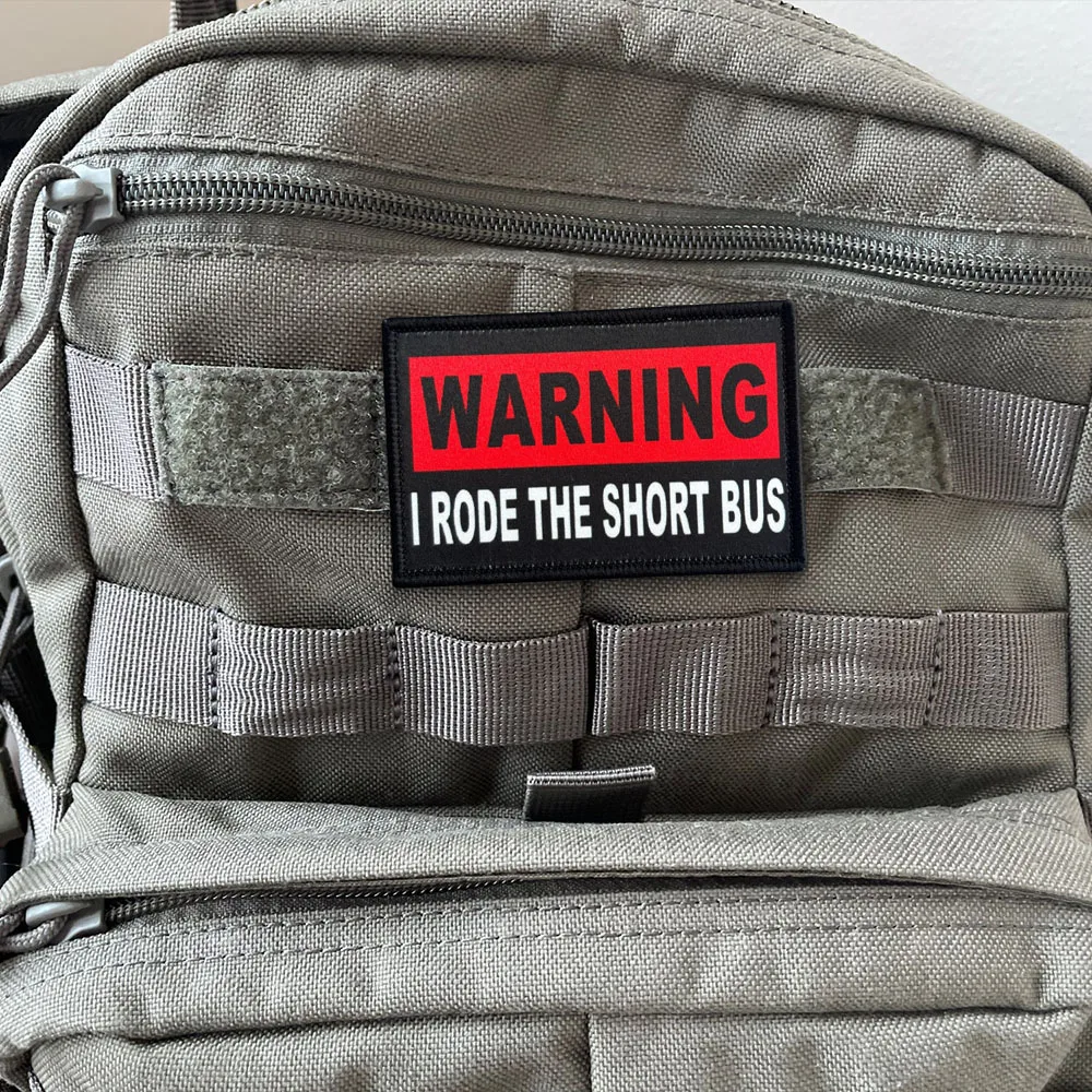 Waring: Rode The Short Bus Morale parches tácticos parche divertido de gancho y bucle insignia militar engranaje brazalete mochila pegatinas - imagen 3
