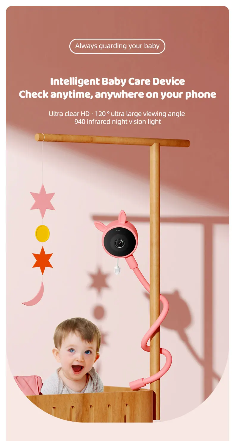 Dispositivo inteligente para el cuidado del bebé C11, 2 millones de HD, aplicación remota para teléfono móvil, Control, grabación de fotos, monitoreo y reproducción de música - imagen 2