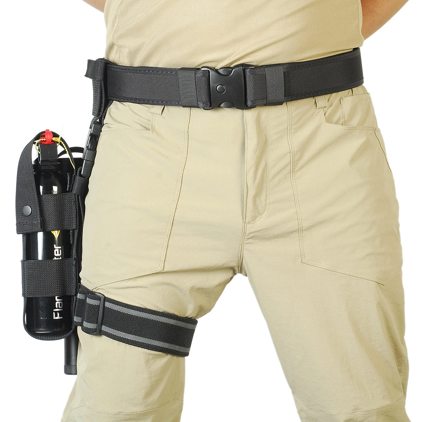 Spray táctico de pierna de caída/funda de pierna ajustable con bolsa para linterna para MK9 - imagen 2