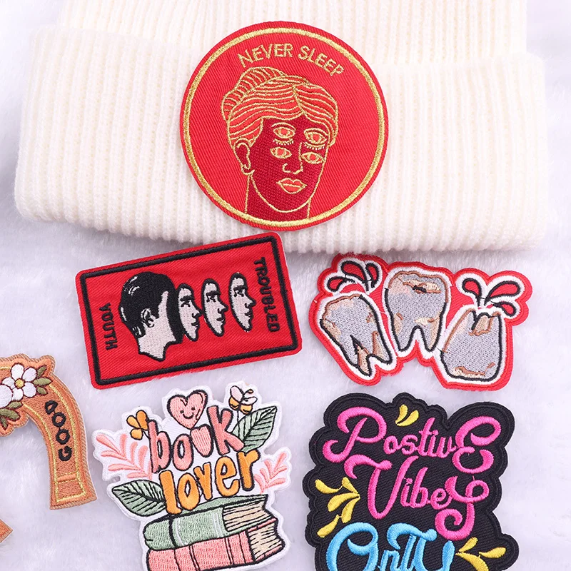 Parches bordados de costura Punk rojo para chaqueta, parches termoadhesivos para planchar y planchar para ropa, bricolaje - imagen 5