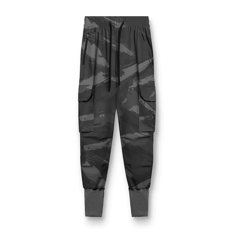 Pantalones deportivos de secado rápido de tubo recto para hombre, múltiples bolsillos, Leggings casuales ajustados, pantalones para correr al aire libre, Verano - imagen 5