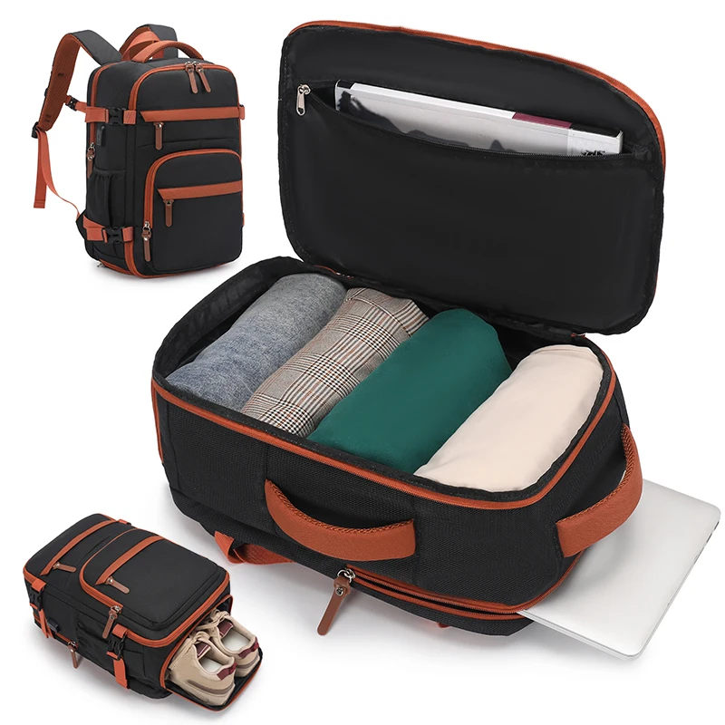 Mochila de escalada USB con bolsillo para zapatos, bolsa de equipaje para viajes al aire libre, viaje de negocios, mochila escolar para ordenador portátil de embarque en seco y húmedo - imagen 2