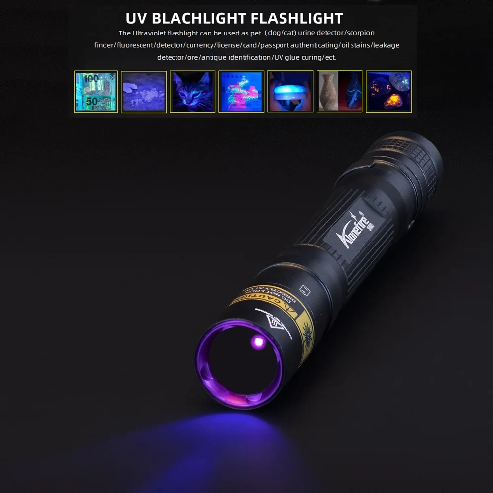 SV80 Pen UV flashlight 365nm led Mini Blacklight Invisible Torch Leakage Money Cat tinea Pet Urine Marker Ore Check AA battery - imagen 5