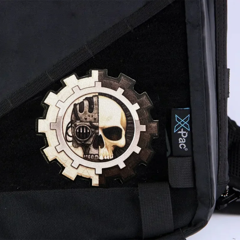 Parche de calavera mecánica, brazalete impreso, insignia de moral táctica militar, gancho y bucle, mochila, pegatinas decorativas para ropa - imagen 5