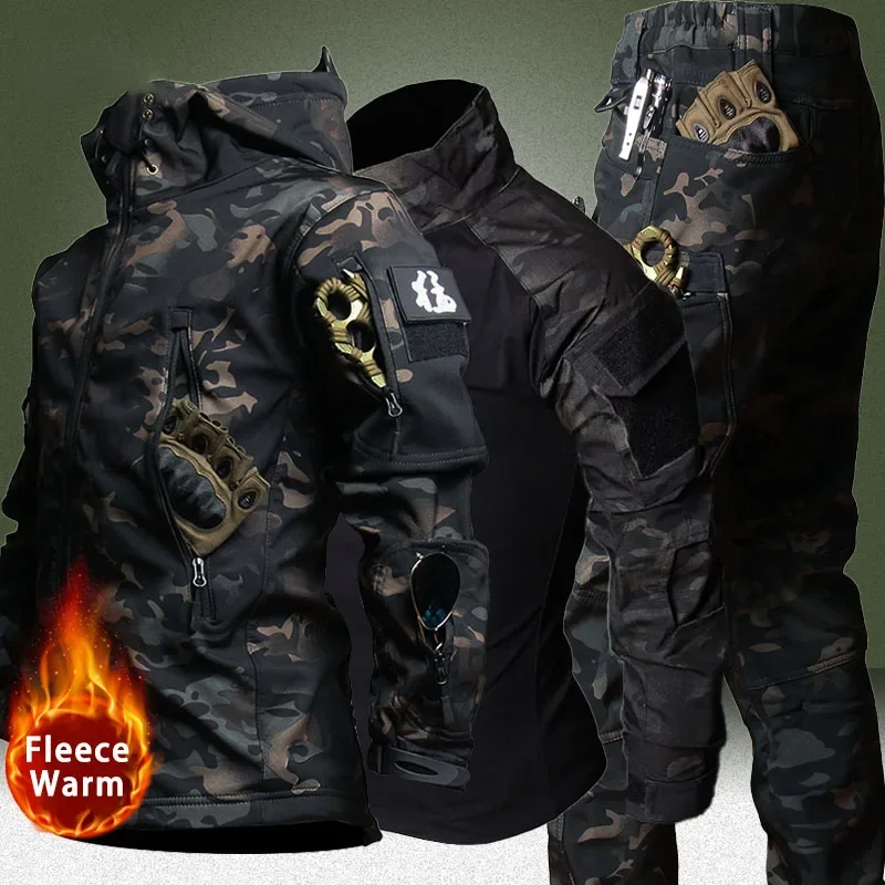 Uniforme militar de combate, traje táctico, chaquetas de lana de camuflaje Multicam, ropa de trabajo de entrenamiento Airsoft, camisa de caza, pantalones Cargo, conjuntos para hombres