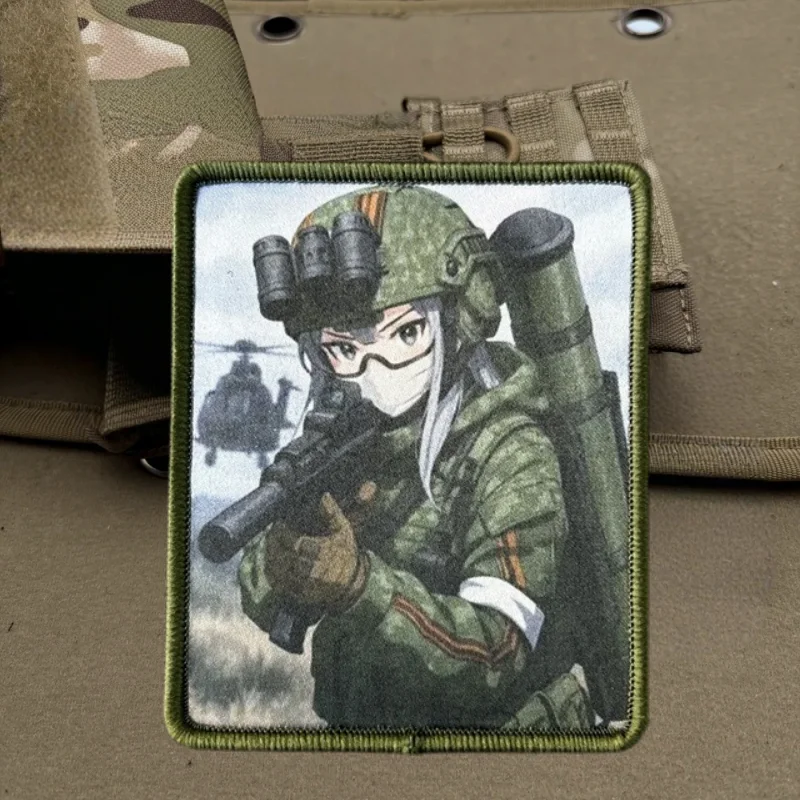 Parche estampado de Chica de Anime, chaleco táctico, sombreros con gancho y bucle, insignia de moral, mochila, pegatinas decorativas, parches para brazalete para ropa - imagen 5