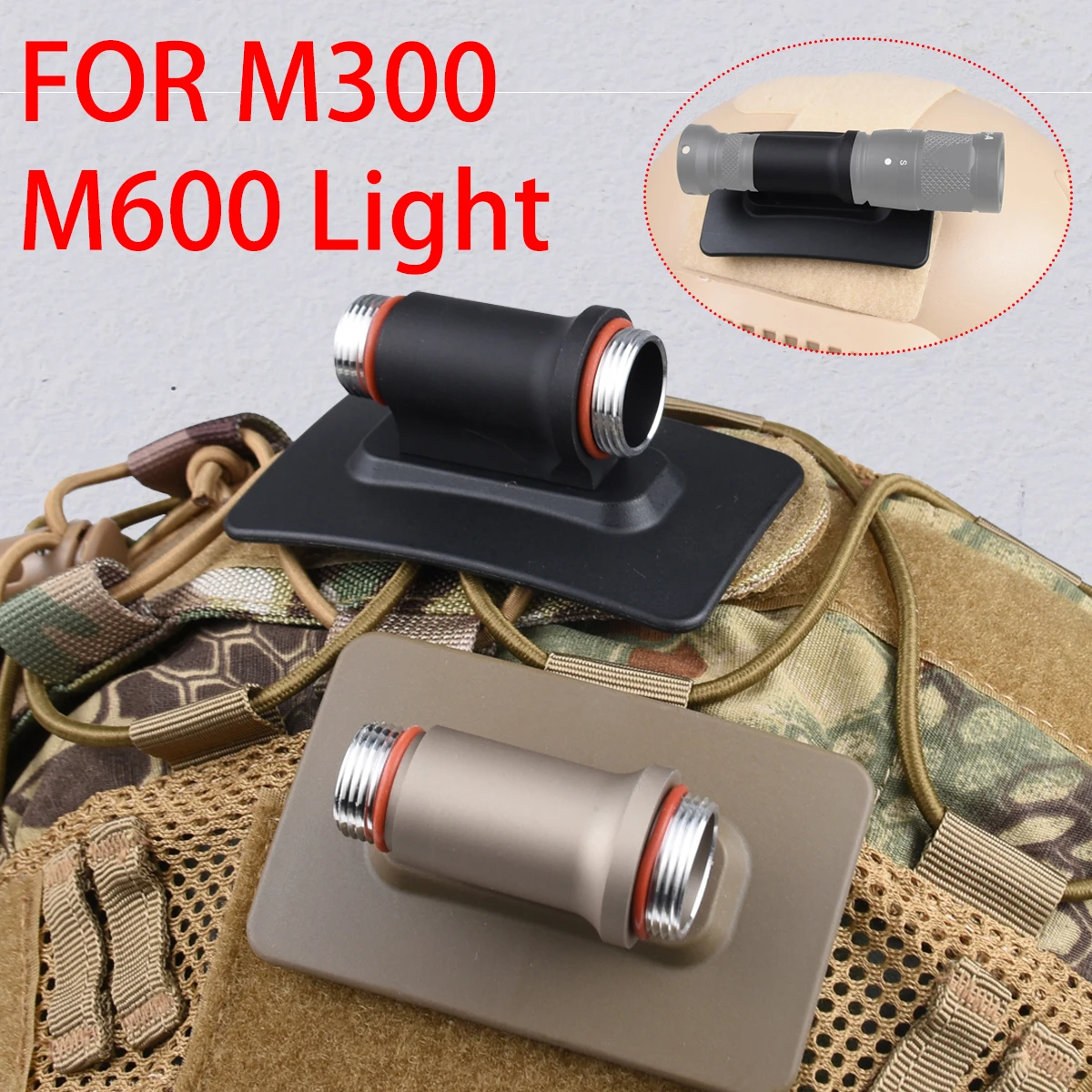 Conjunto de cuerpo de luz de explorador táctico, cuerpo de montaje de luz para casco, adecuado para la serie M300 M600, accesorios de caza al aire libre, aluminio M600V