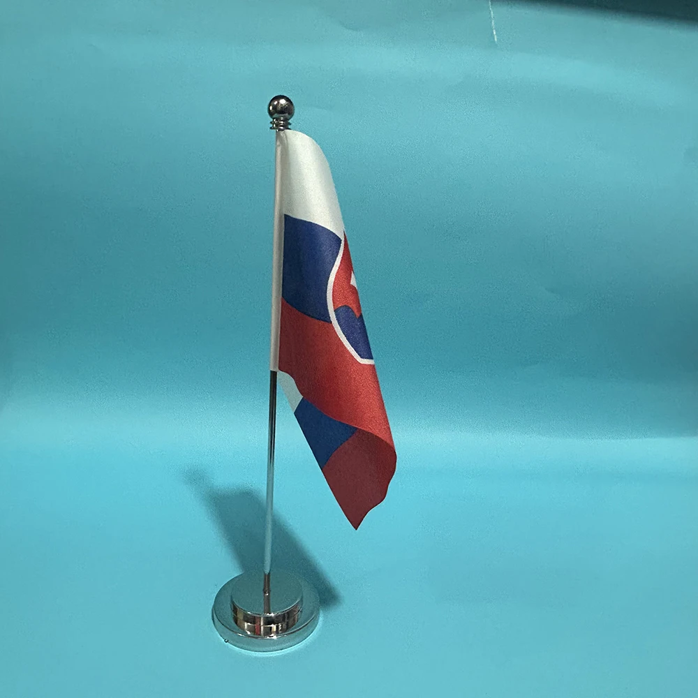 Bandera de Eslovaquia, escritorio de oficina, bandera pequeña, 14x21cm, poliéster, bandera nacional de Eslovaquia, pancarta de país, adornos de escritorio, banderas - imagen 4