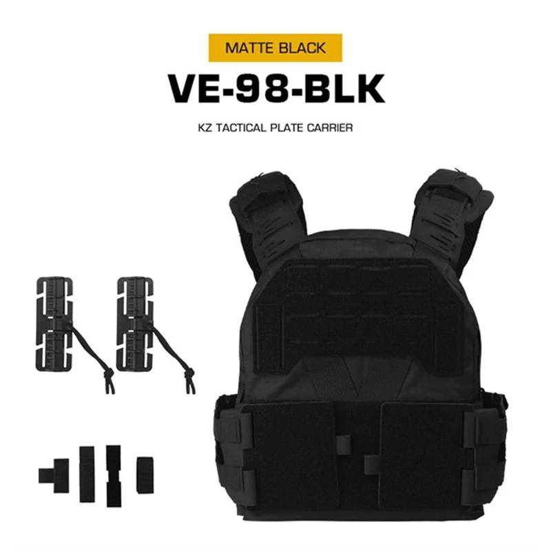 Chaleco portador de placa táctico KZ de liberación rápida para hombres, chaleco portador de placa totalmente ajustable con forro de malla 3D transpirable - imagen 5