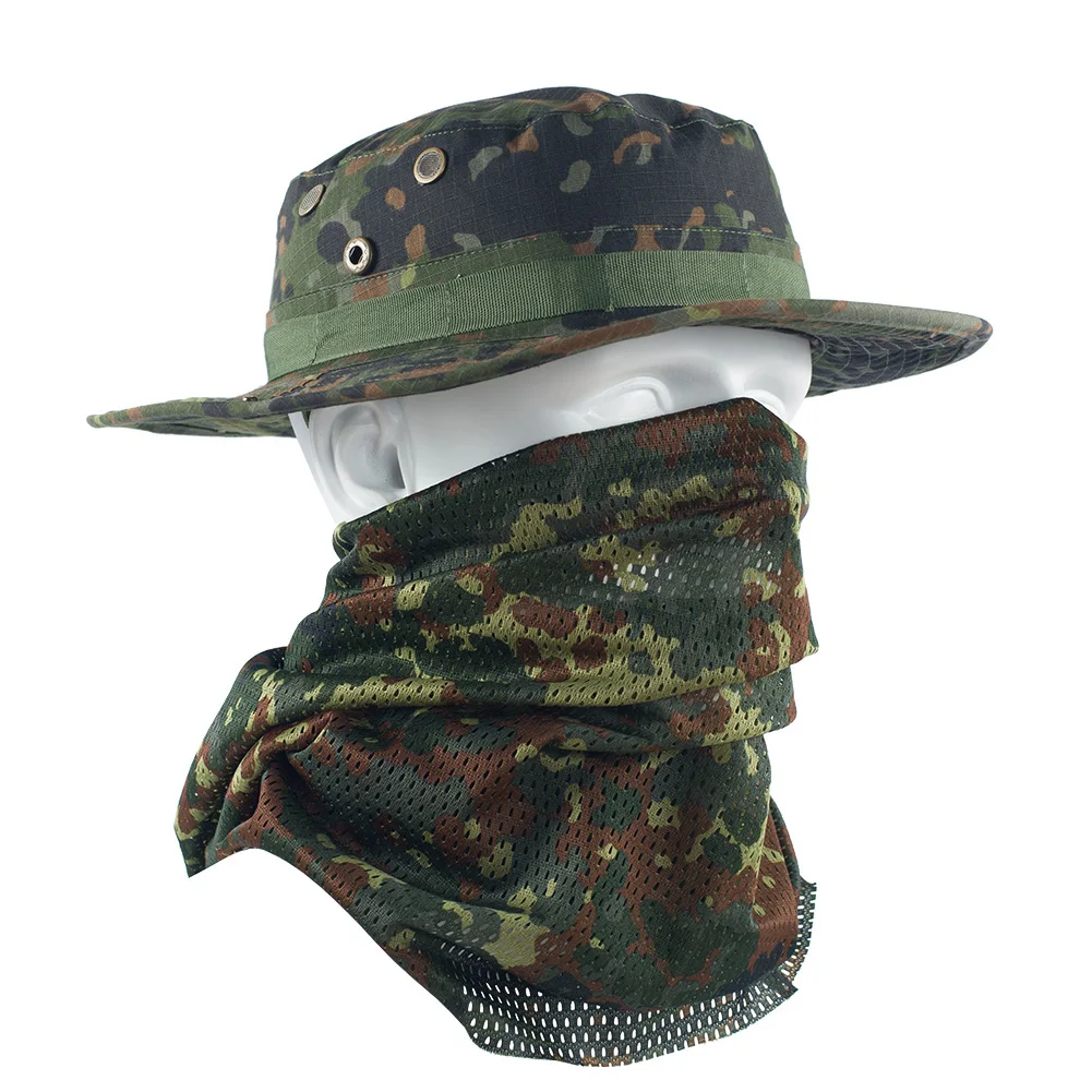 Bufanda táctica de camuflaje manchado alemán para exteriores, máscara de montar con protección solar", "Sombrero de pescador", gorra, - imagen 3