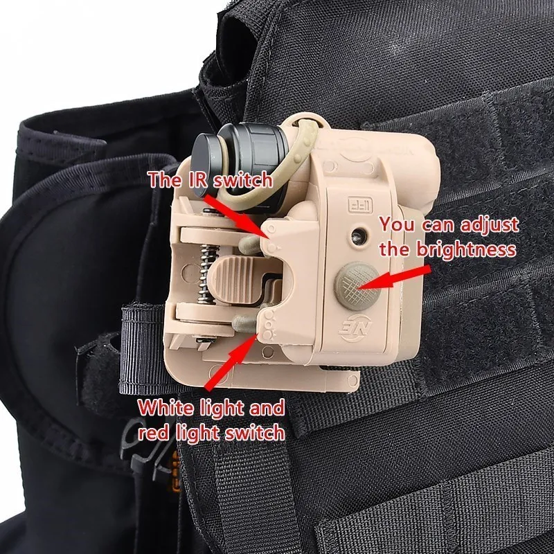 WADSN-juego de luces LED para casco táctico, linterna láser de punto rojo IR para arma, Airsoft, caza, supervivencia, Gen 3 - imagen 3