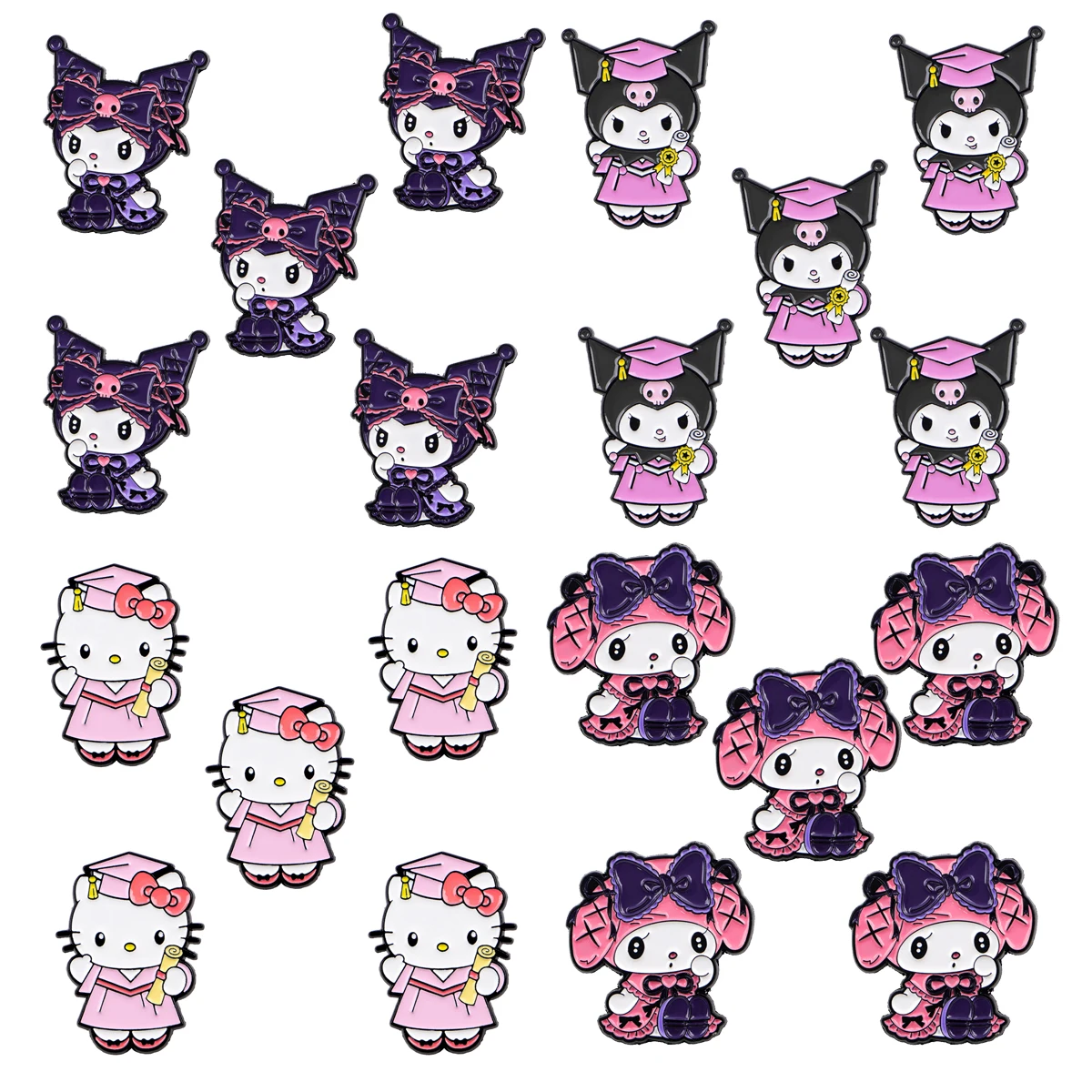 Pin esmaltado de dibujos animados para niñas, Pin de solapa, conjunto de broche de Anime Kawaii, decoración de ropa, alfileres de Metal, mochila, sombrero, insignia, accesorios, 5 uds.