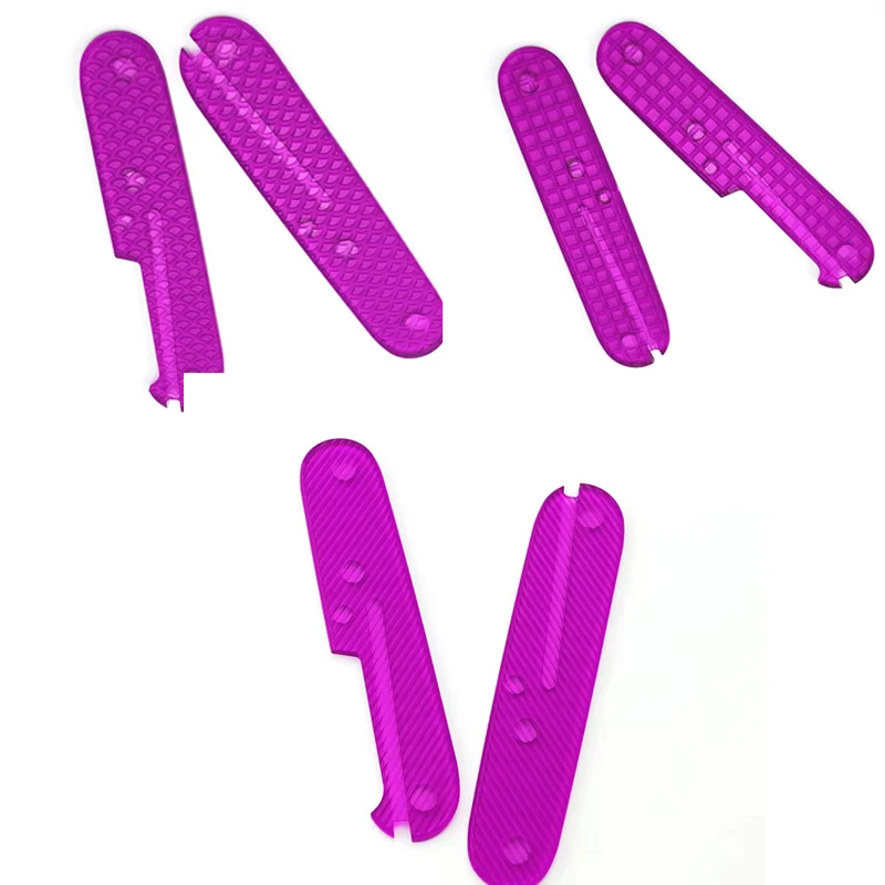 Básculas de mango de cuchillo acrílico transparente púrpura, 3 patrones, para cuchillos del ejército suizo Victorinox de 91MM, accesorio de reemplazo - imagen 2