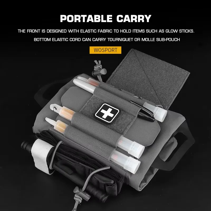 Kits IFAK de cierre de gancho y bucle de desplegamiento rápido de nailon, bolsa médica MOLLE mediana para portador de placa, accesorios de caza - imagen 2