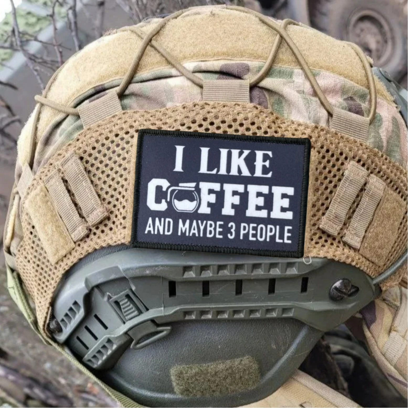 Parche táctico velcro I LIKE COFFEE para airsoft y outdoor