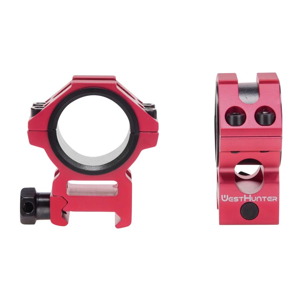 WestHunter-anillos de montura Picatinny para mira telescópica, accesorio rojo para caza, con riel de 20MM, Base para mira telescópica óptica, mecanizado CNC - imagen 3