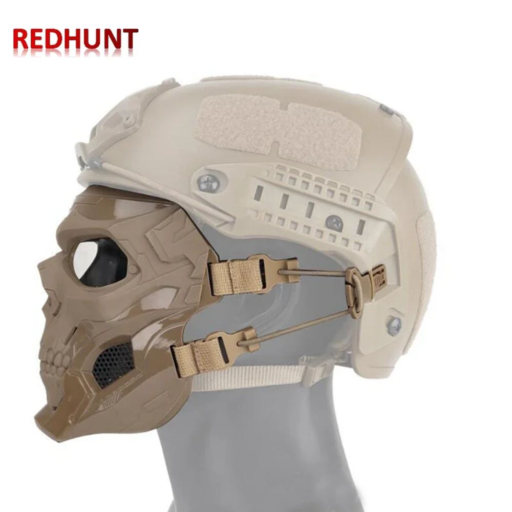 Máscara de esqueleto de calavera de Paintball, máscara facial completa táctica con casco de protección ocular, máscara para juego de Paintball - imagen 2