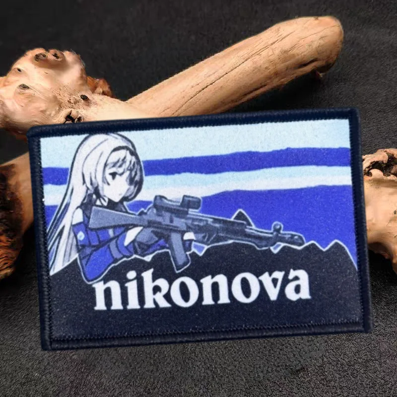 Parche estampado de Anime Gun Girl, chaleco táctico, gancho y bucle, sombrero, insignia de moral, mochila, pegatinas decorativas, parches para brazalete para ropa - imagen 2
