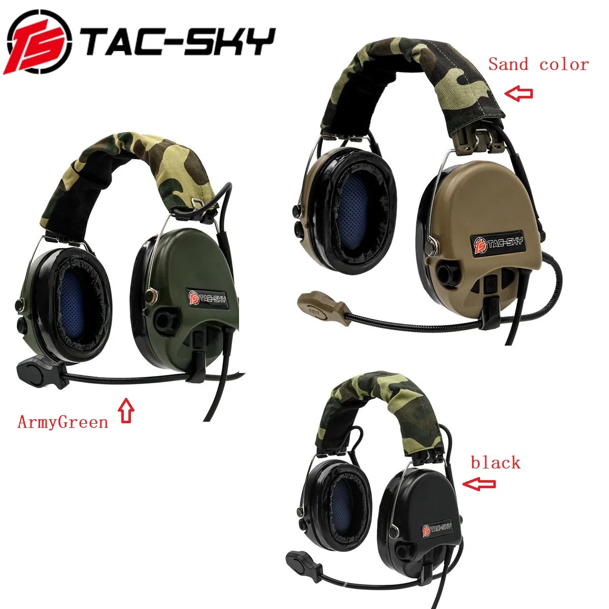 TS TAC-SKY auriculares electrónicos tácticos SORDIN y adaptador de casco con riel de arco y Kenwood Pulg U94 PTT para tiro de caza - imagen 3