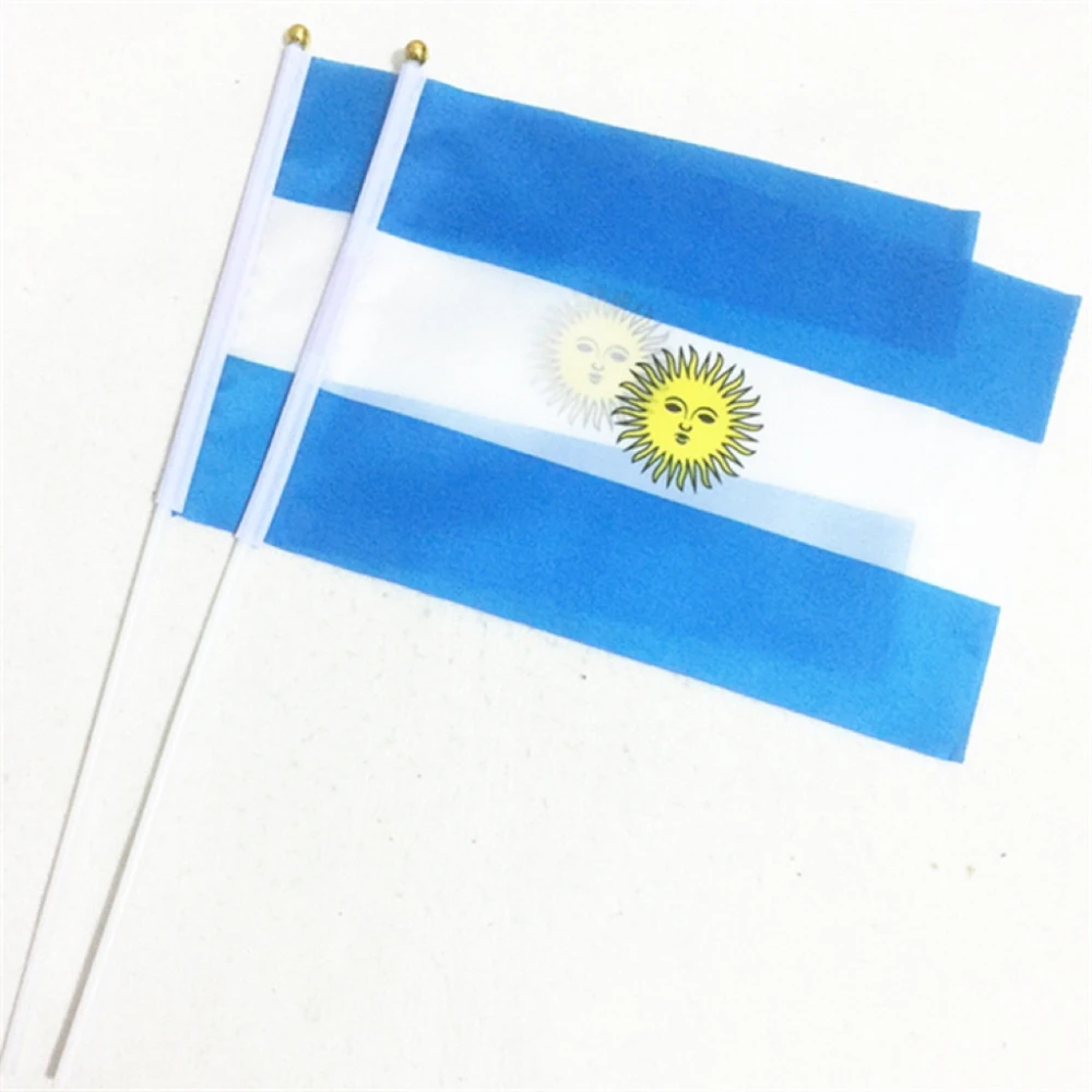 Bandera de Argentina, Bandera de mano Argentina con asta de plástico, poliéster impreso, 14x21cm - imagen 3