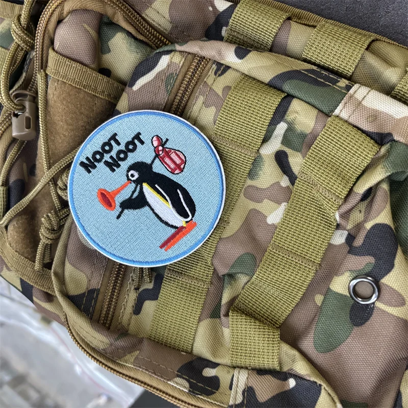 Parche bordado táctico "Penguin" para ropa, insignia de moral, parche militar con gancho, pegatinas para mochila
