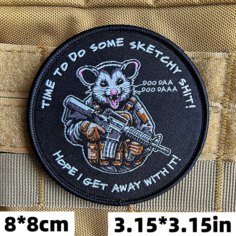 Parches tácticos de soldado rato, parche bordado del ejército, gancho y bucle, insignia de moral de guerrero roedor, brazalete militar, pegatina para mochila - imagen 4