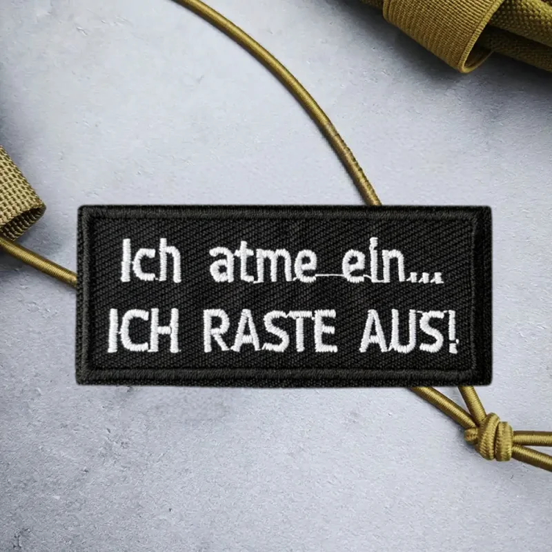 “Ich Atme Ein.. ICH RASTE AUS!" Parche bordado táctico con gancho y bucle, insignia de moral, pegatinas para mochila, parches para brazalete para ropa - imagen 4