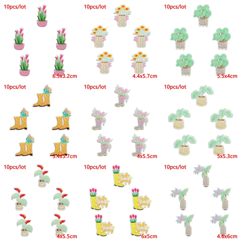 10 unids/lote de parches bordados con letras de dibujos animados para ropa, parches de flores para planchar para sudadera con capucha, insignia adhesiva termoadhesiva