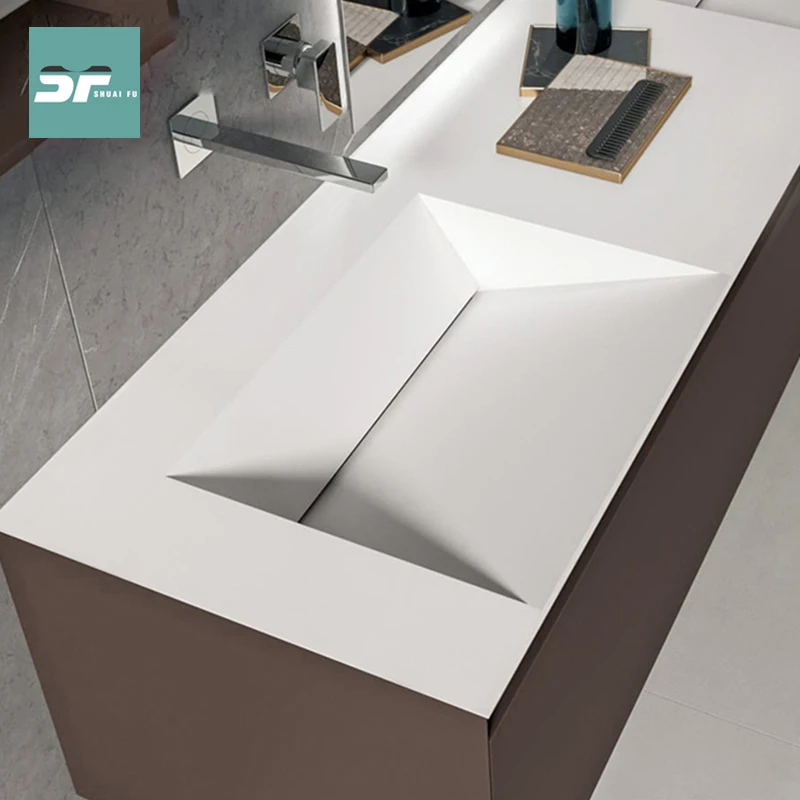 Combinación de armario de pared de baño de madera maciza, lavabo de baño moderno y minimalista, lavabo personalizado - imagen 2