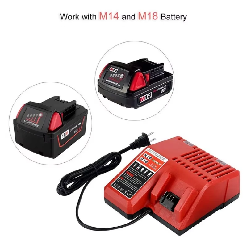 Batería de iones de litio portátil de carga rápida de 14V/18V para cargador de batería de litio profesional Milwaukee M18 - imagen 4