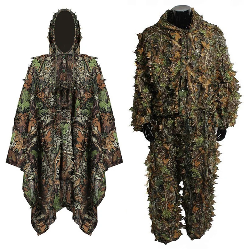 Conjunto de caza de pistola de aire CS para hombre, juego de camuflaje de hoja de bosque 3D ciego de caza y pantalones, Ghillie de camuflaje al aire libre - imagen 2