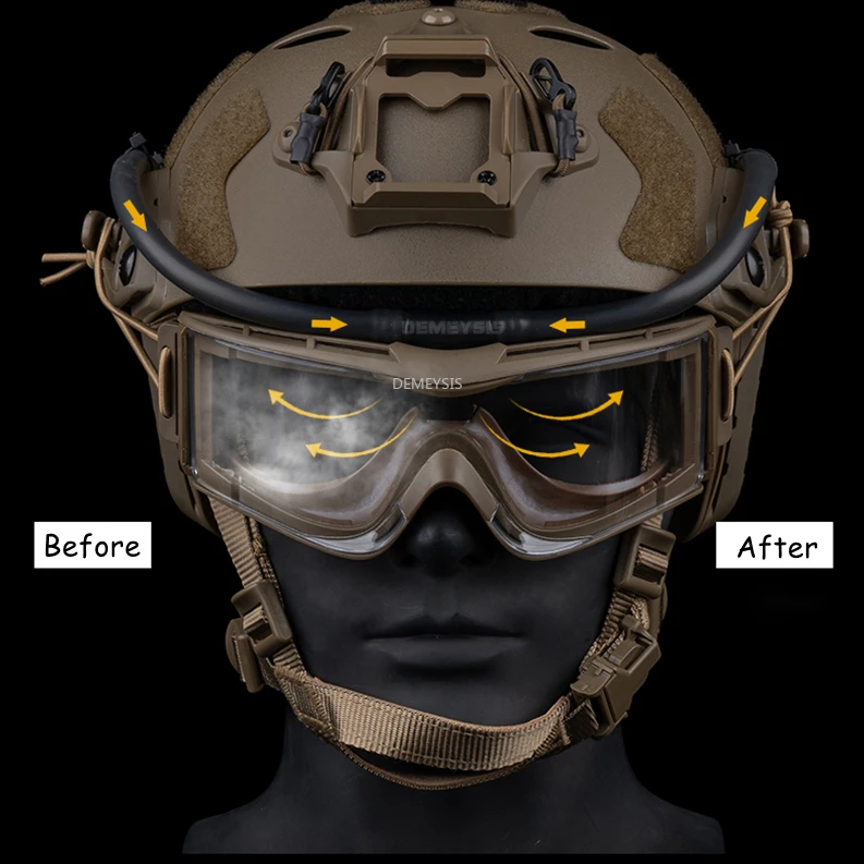 Gafas tácticas, ventilador de ventilación antiniebla, correa ajustable para la cabeza para Airsoft, motocross, montañismo, esquí, desempañamiento - imagen 3